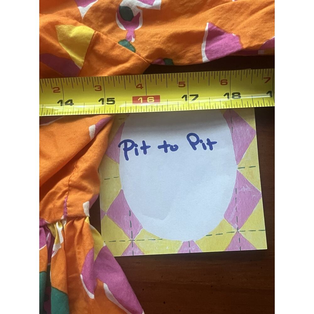 Altar'd State Minister Dress M Puff Sleeve Orange Floral Tropical Boho Pockets - Picture 15 of 16